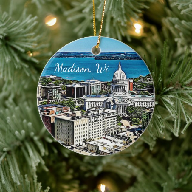 Décoration En Céramique Madison, Wisconsin Photographie Noël (Arbre)
