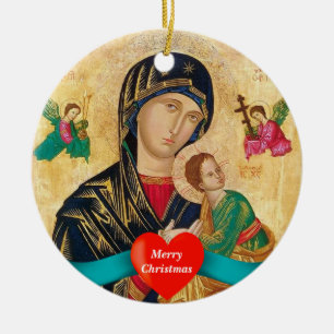 Décoration En Céramique Madone et enfant de Noël