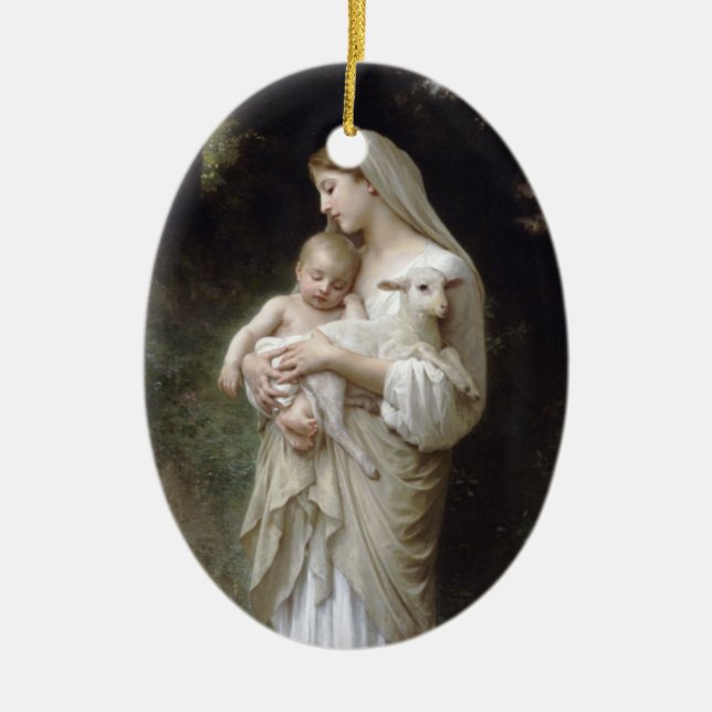 Décoration En Céramique Madonna à l'agneau - Bouguereau (Devant)
