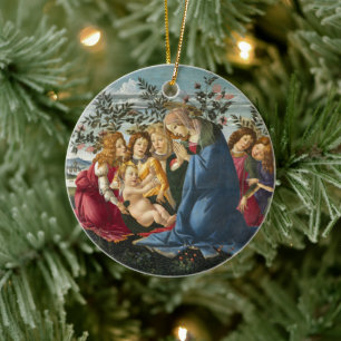 Décoration En Céramique Madonna Adoring the Child avec 5 Anges Botticelli