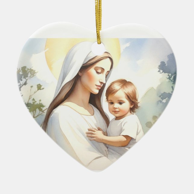 Décoration En Céramique Madonna avec l'enfant Jésus (Devant)