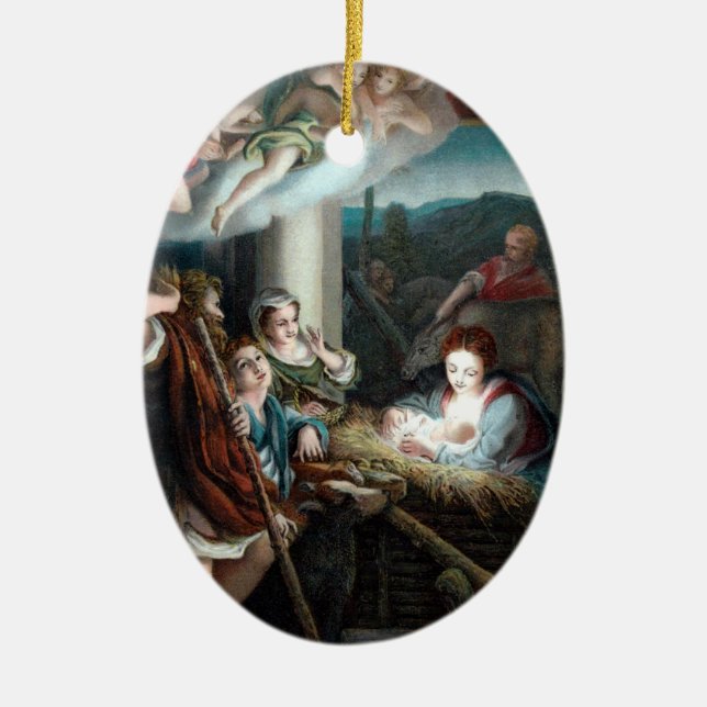Décoration En Céramique Madonna et enfant dans Manger (Devant)