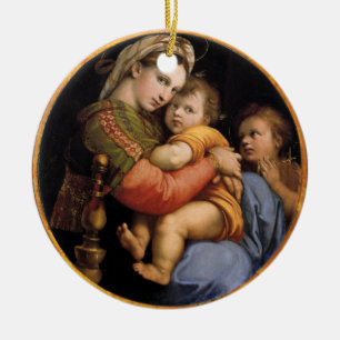 Décoration En Céramique Madonna et l'ornement de Noël de l'enfant