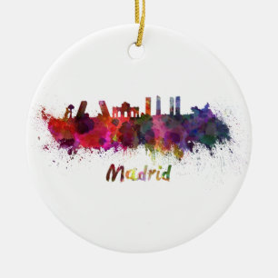 Décoration En Céramique Madrid skyline in watercolor