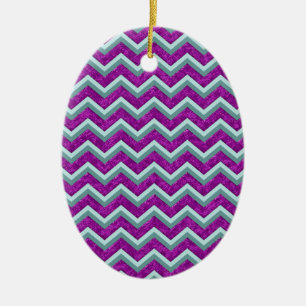 Décoration En Céramique Magenta Foil et Turquoise ZigZag Motif