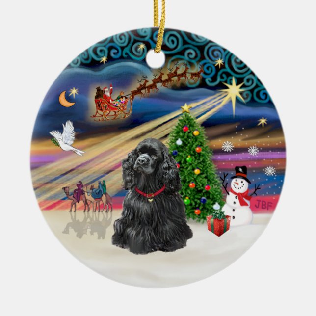 Décoration En Céramique Magie de Noël - Black Cocker Spaniel (Devant)