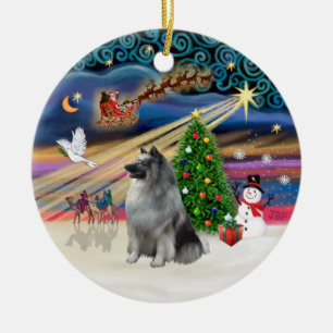 Décoration En Céramique Magie de Noël - Keeshond