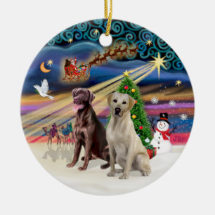 Décoration En Céramique Magie de Noël - Labradors (Jaune-Choc)