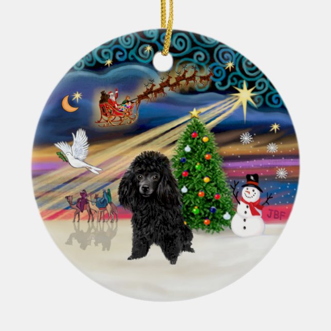 Décoration En Céramique Magie de Noël - Poodle (jouet noir) (Devant)