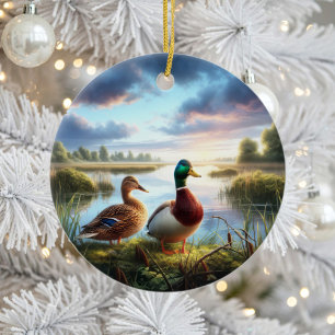 Décoration En Céramique Magnifique Canard Colvert Souvenir