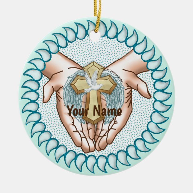 Décoration En Céramique Mains du Saint-Esprit chrétien (Devant)