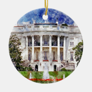 Décoration En Céramique Maison Blanche à Washington DC en aquarelle