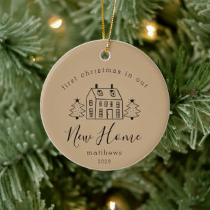 Décoration En Céramique Maison mignonne et arbres de Noël Nouveau Nom de f