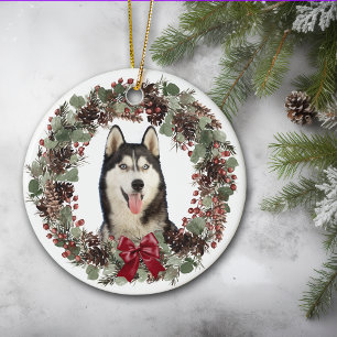 Décoration En Céramique Malamute Chien roux de l'Alaska Pinecone de la têt