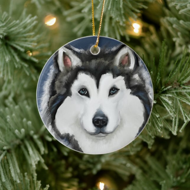 Décoration En Céramique Malamute d'Alaska (Arbre)