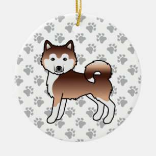Décoration En Céramique Malamute d'Alaska rouge chien de dessin animé mign