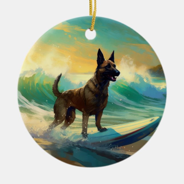 Décoration En Céramique Malinoi Beach Surf Peinture belge (Devant)