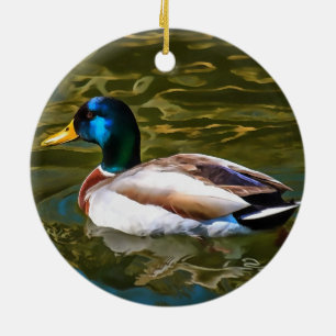 Décoration En Céramique Mallard Duck Portrait Artistique
