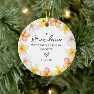 Décoration En Céramique Maman dans grand-mère petits-enfants nom Florals a