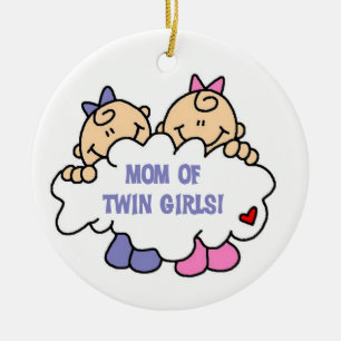Décoration En Céramique Maman de T-shirts et cadeaux Twin Girls