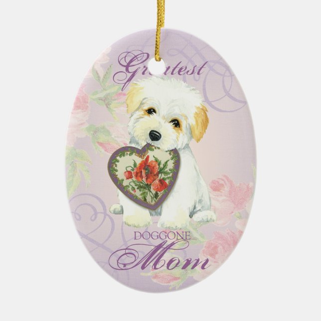Décoration En Céramique Maman de Tulear Heart de coton (Devant)