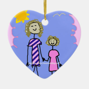 Décoration En Céramique Maman et moi, promenade de fille de mère