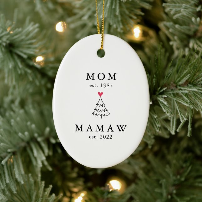 Décoration En Céramique Maman | Mamaw Year Est. Noël (Arbre)