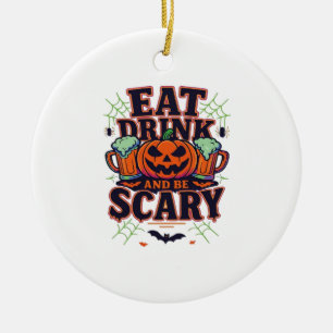 Décoration En Céramique Mangez Boire Et Soyez Effrayant Halloween Design C