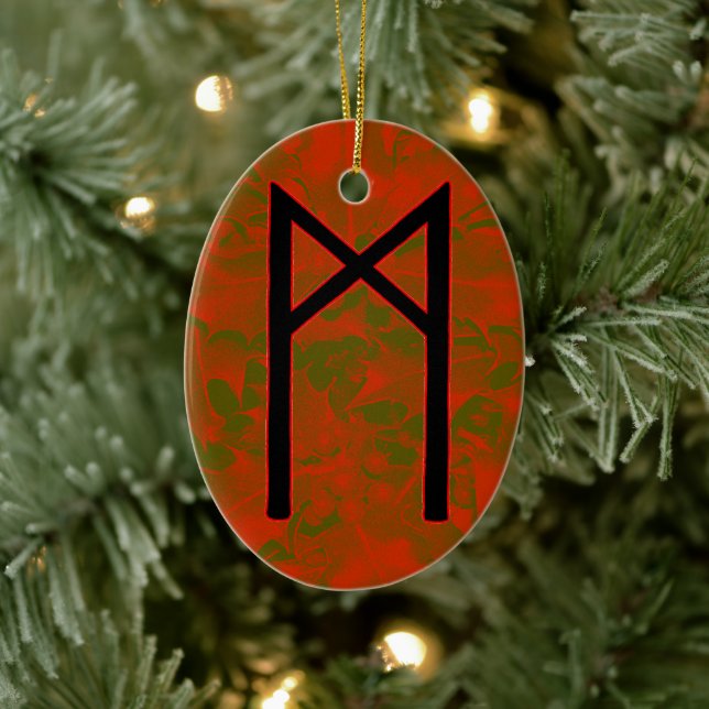 Décoration En Céramique Mannaz Rune Yule Ornament - Humanité ! (Arbre)