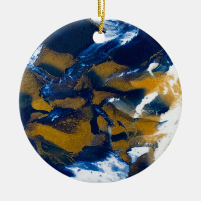 Décoration En Céramique Marbre bleu et or fluides (Devant)