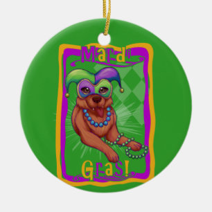 Décoration En Céramique Mardi Gras Chien