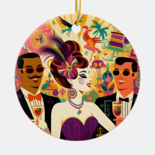 Décoration En Céramique Mardi Gras Cocktail Futur Du Milieu Du Siècle