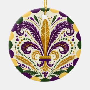 Décoration En Céramique Mardi Gras Fleur de Lis