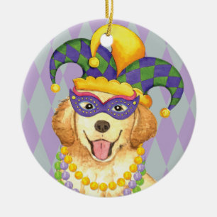 Décoration En Céramique Mardi Gras Golden Retriever