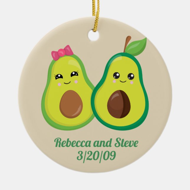 Décoration En Céramique Mariage marié couple Avocado mignon Anniversaire (Devant)