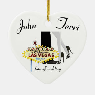 Décoration En Céramique Marié à Las Vegas Personalized Ceramic Ornament
