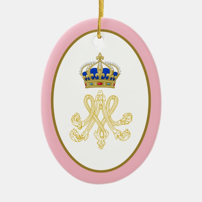 Décoration En Céramique Marie Antoinette Royal Monogramme (Devant)