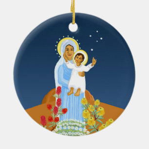 Décoration En Céramique Marie et Jésus - Nativité australienne