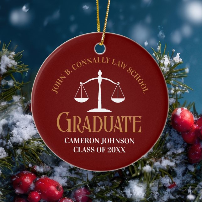 Décoration En Céramique Maroon Gold Law School Graduate Christmas (Créateur téléchargé)