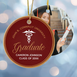 Décoration En Céramique Maroon Gold Médicale School Graduation Photo