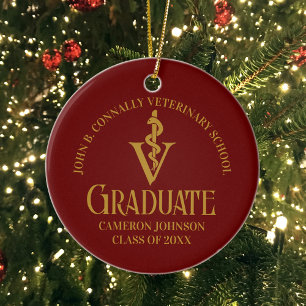 Décoration En Céramique Maroon Gold Vétérinaire Ecole de Photo Graduation