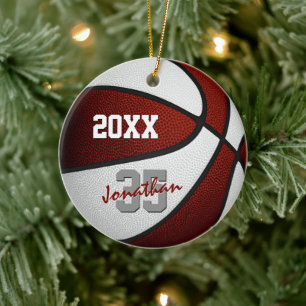 Décoration En Céramique maroon white team colors boys girls basketball