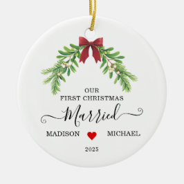 Décoration En Céramique Married First Christmas Mistletoe Holiday