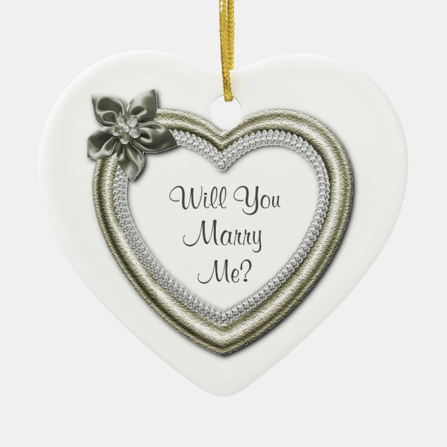 Décoration En Céramique Marry Me White Ceramic Heart Fiançailles Orament (Devant)