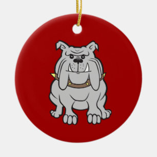 Décoration En Céramique Mascotte de bouledogues sur les cadeaux rouges
