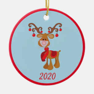 Décoration En Céramique Masque Visage de Noël Rudolph Reindeer 2020