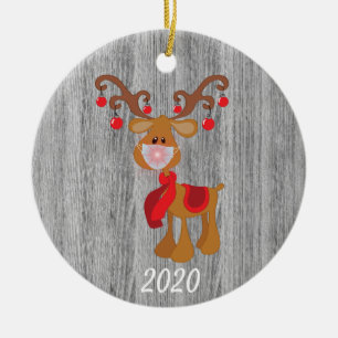 Décoration En Céramique Masque Visage de Noël Rudolph Reindeer 2020 Wood