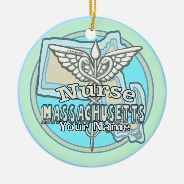 Décoration En Céramique Massachusetts Nurse Caduceus (Devant)