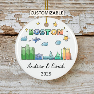 Décoration En Céramique Massachusetts personnalisés Skyline Boston Ornamen