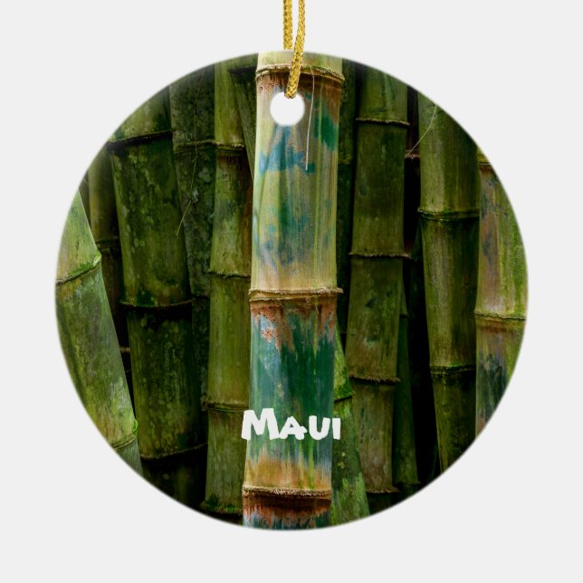 Décoration En Céramique Maui Bambou et Arbres Peints (Devant)